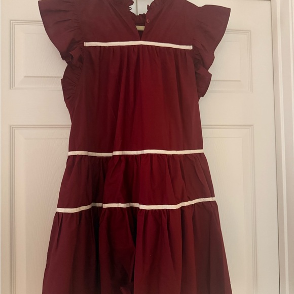 Entro Burgundy Dress with White Accents - Picture 2 of 4